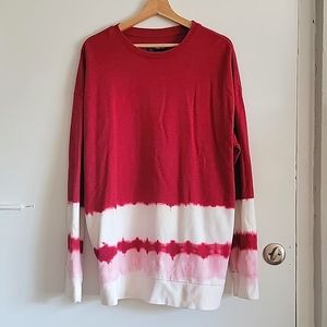 Cotton Terry Crew Red tie dye